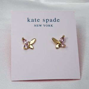 Kate Spade Social Butterfly Gold Studs in Pink (includes DUST BAG)